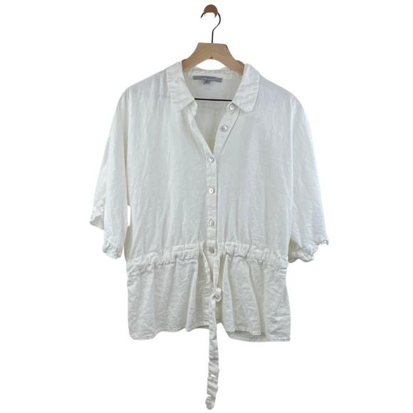 Marc New York Blouse Ruffle Detail Cinched Waist White M - Picture 1 of 11